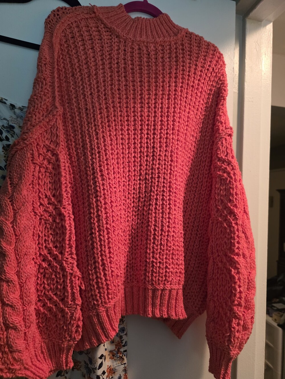 POL Coral Cable-Detail Crewneck Sweater